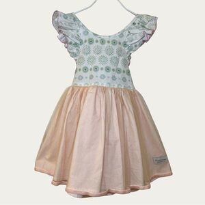 SweetHoney Peach and Green Tulle Skirt Patterned Dress Girl’s 5T